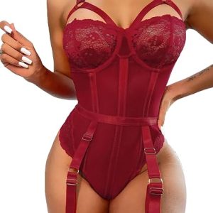 Burgundy Lace Teddy Bodysuit
