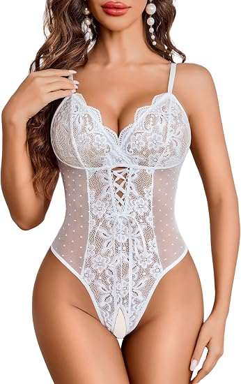 Lace-Accent Babydoll Bodysuit